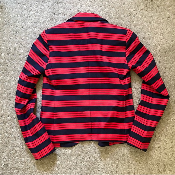 Classic Navy blue and red stripe jacket with pockets - Picture 3 of 5